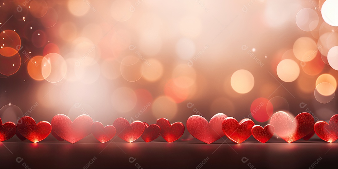 Corações fofos com fundo rosa luzes bokeh com conceito de dia dos namorados IA generativa