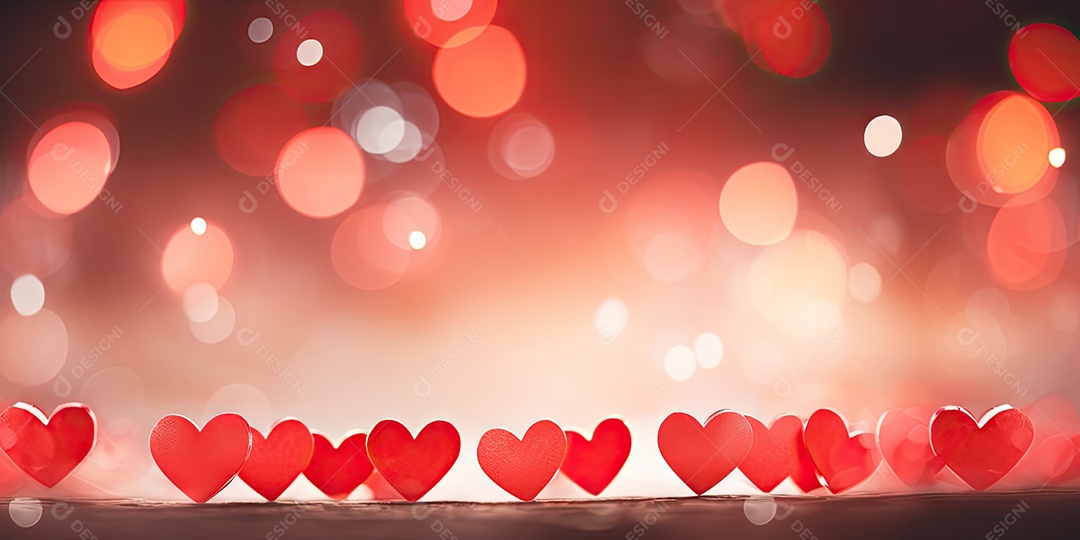 Corações fofos com fundo rosa luzes bokeh com conceito de dia dos namorados IA generativa