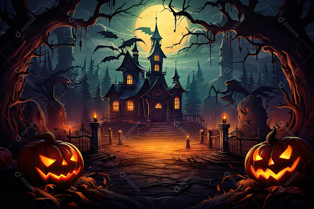 Porta com fundo de corvo portão de cemitério assustador gerado por IA