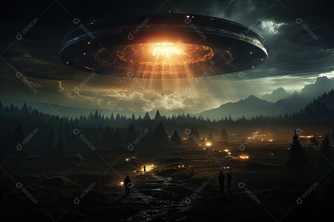 Um confronto feroz de um objeto voador sobre o vasto oceano gerado por IA