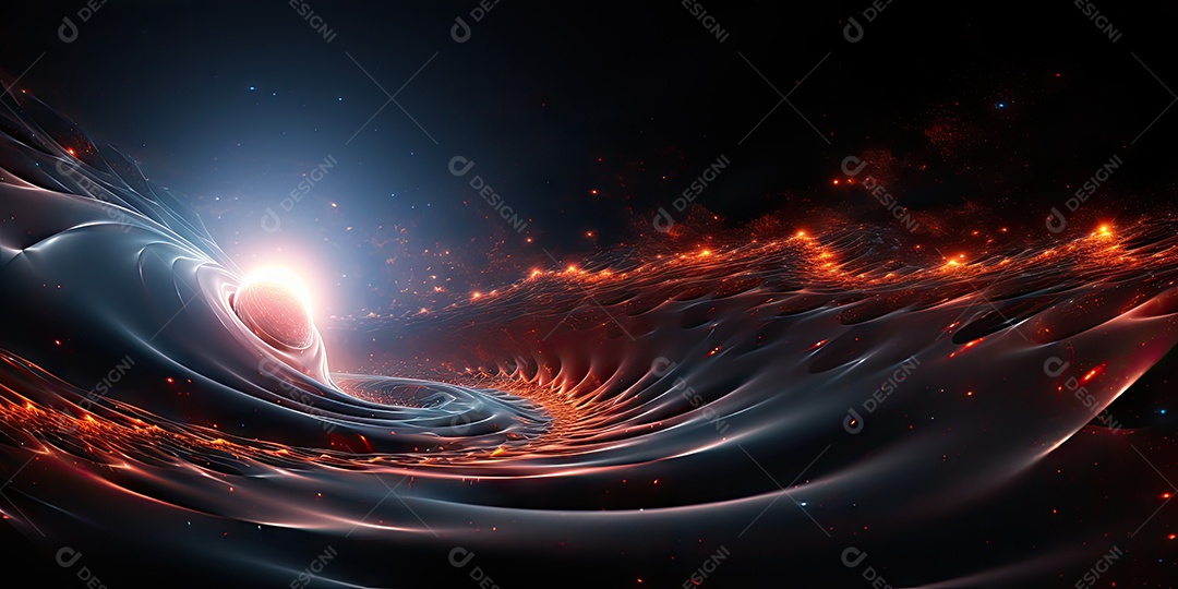 Ilustração de um buraco negro quântico gerado por IA