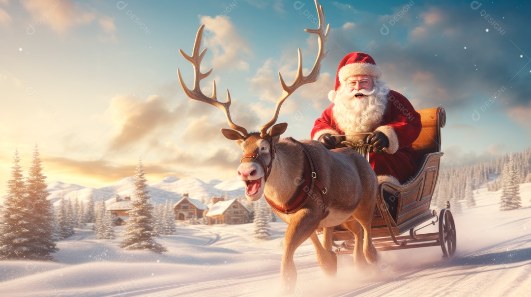 Estilo de desenho animado do Festival de Feliz Natal AI generativa 3D.