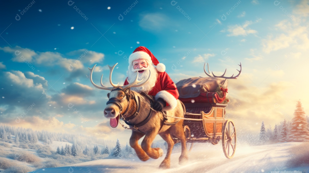 Estilo de desenho animado do Festival de Feliz Natal AI generativa 3D.