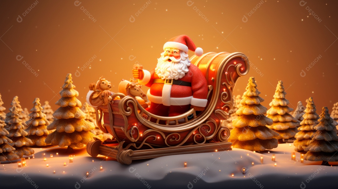 Estilo de desenho animado do Festival de Feliz Natal AI generativa 3D.