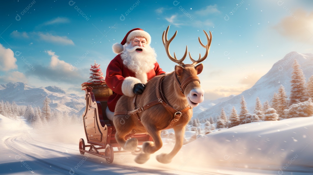 Estilo de desenho animado do Festival de Feliz Natal AI generativa 3D.