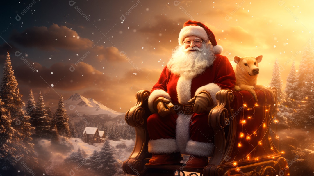 Estilo de desenho animado do Festival de Feliz Natal AI generativa 3D.