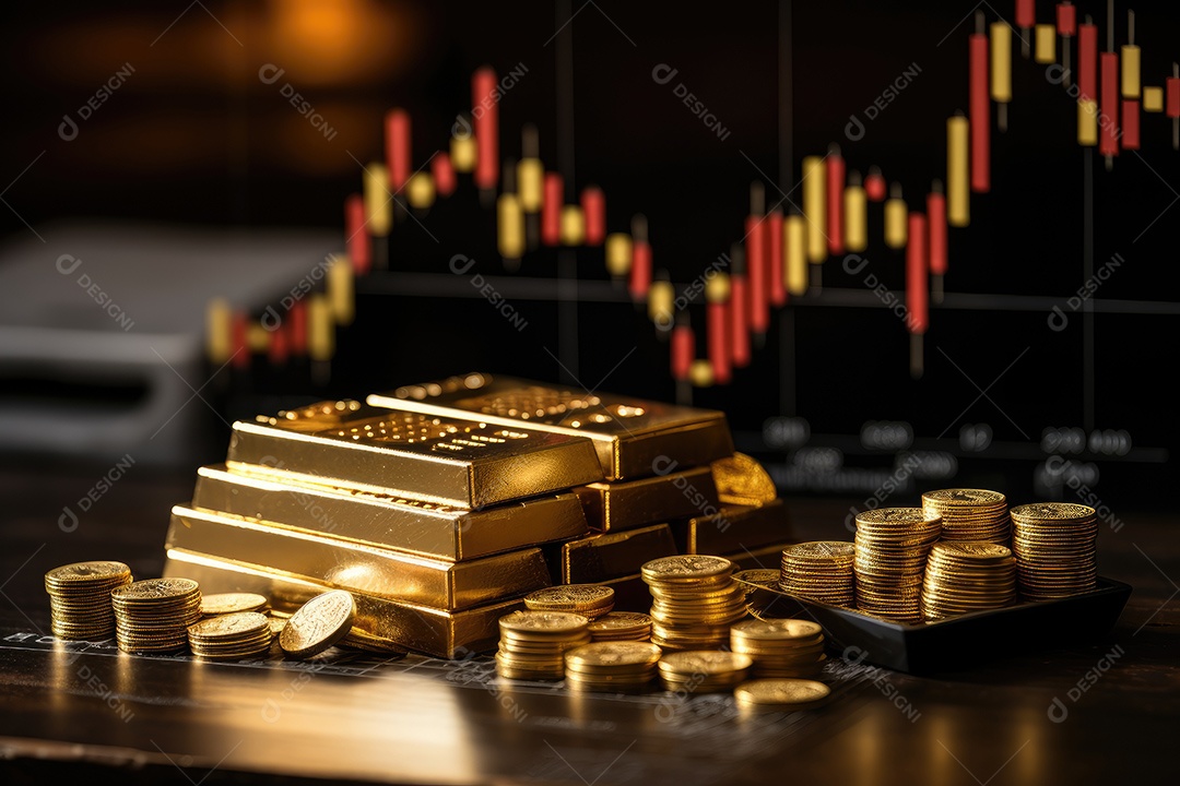 Investimento em Bitcoin e gráfico em fundo de gráfico de flutuação