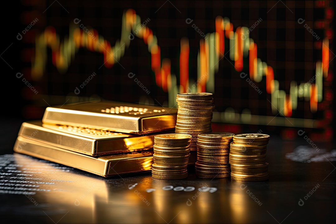 Investimento em Bitcoin e gráfico em fundo de gráfico de flutuação