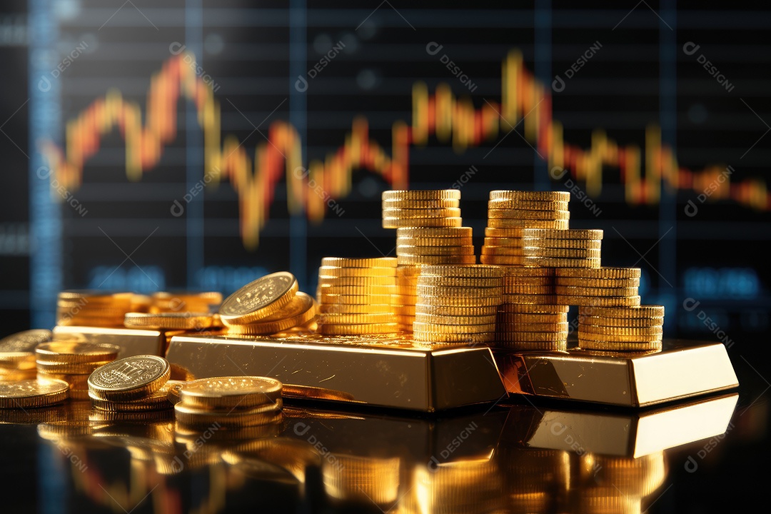 Investimento em Bitcoin e gráfico em fundo de gráfico de flutuação