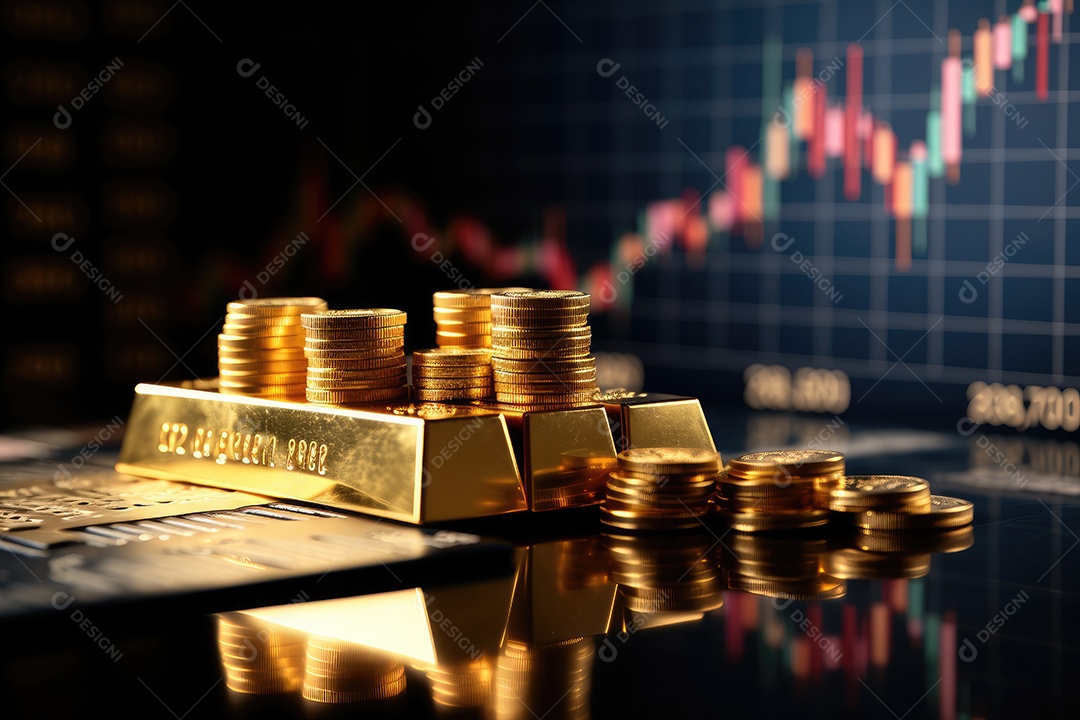 Investimento em Bitcoin e gráfico em fundo de gráfico de flutuação