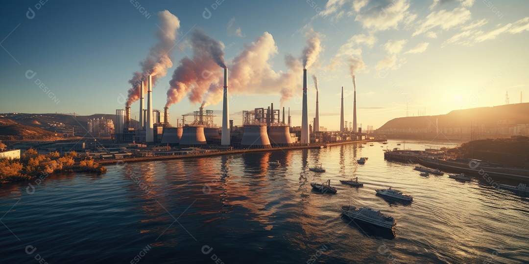 Usinas elétricas com turbinas e geradores trabalham incansavelmente para produzir a eletricidade necessária à cidade