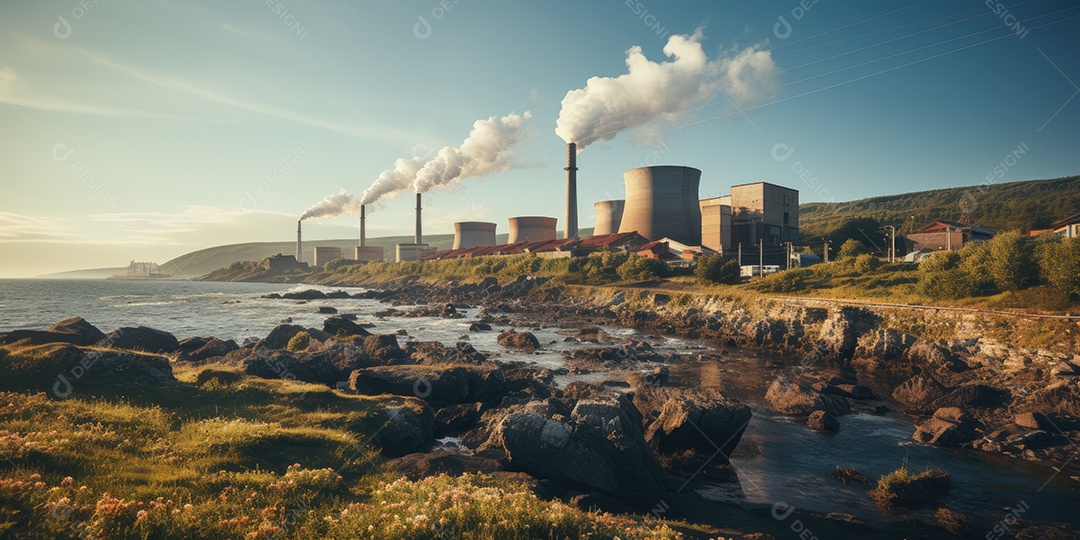 Usinas elétricas com turbinas e geradores trabalham incansavelmente para produzir a eletricidade necessária à cidade