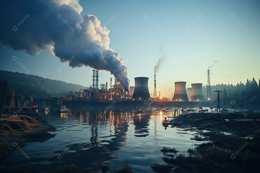 Usinas elétricas com turbinas e geradores trabalham incansavelmente para produzir a eletricidade necessária à cidade