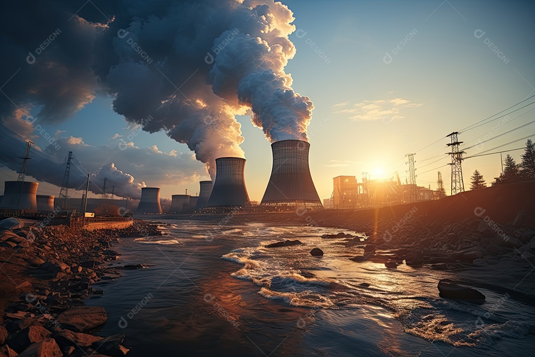 Usinas elétricas com turbinas e geradores trabalham incansavelmente para produzir a eletricidade necessária à cidade