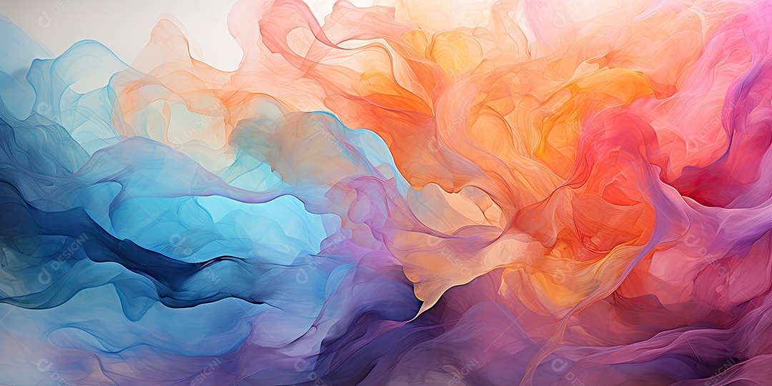 Uma pintura abstrata em aquarela com uma mistura de tons pastéis suaves gerado por IA