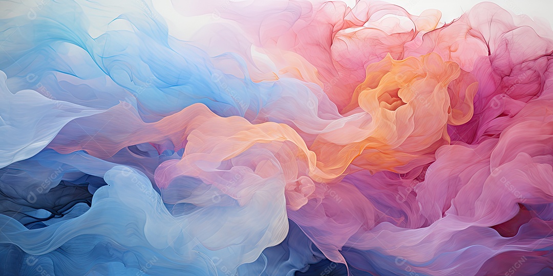 Uma pintura abstrata em aquarela com uma mistura de tons pastéis suaves gerado por IA