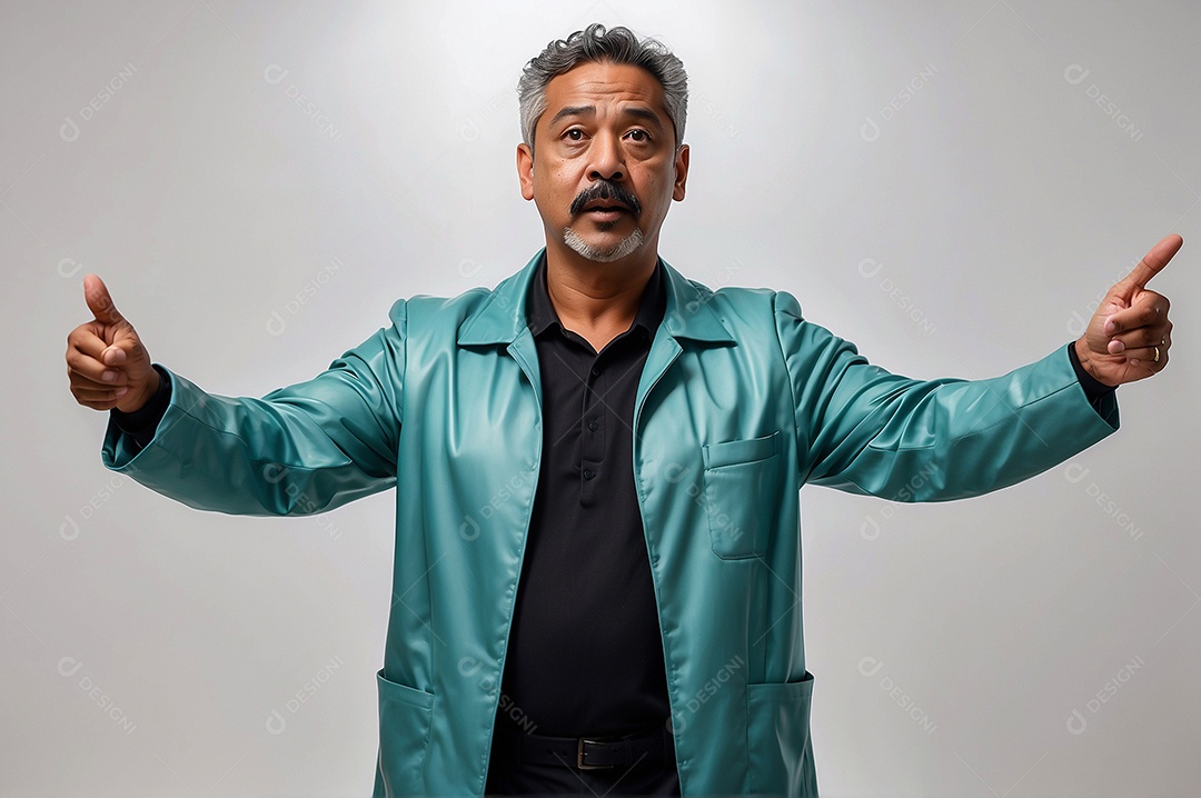 Homem de meia idade isolado luz de estúdio