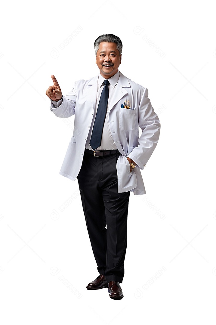 Homem idoso isolado apontando para o lado