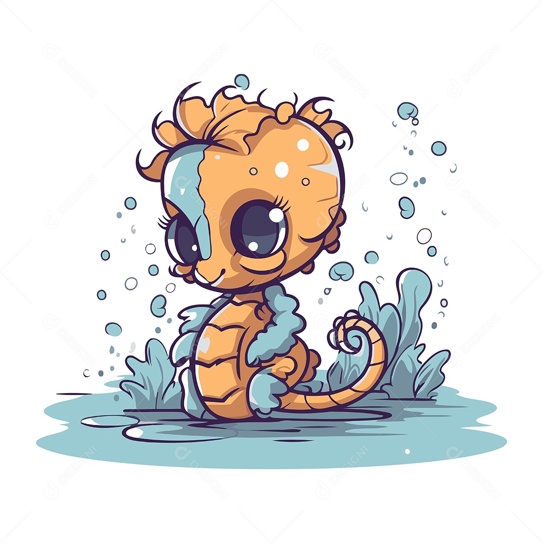 Cavalo Marinho Desenho Animado Ilustração Vetor EPS