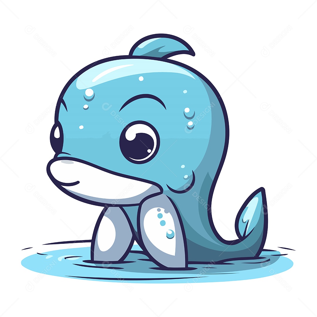 Golfinho Desenho Animado Ilustração Vetor EPS