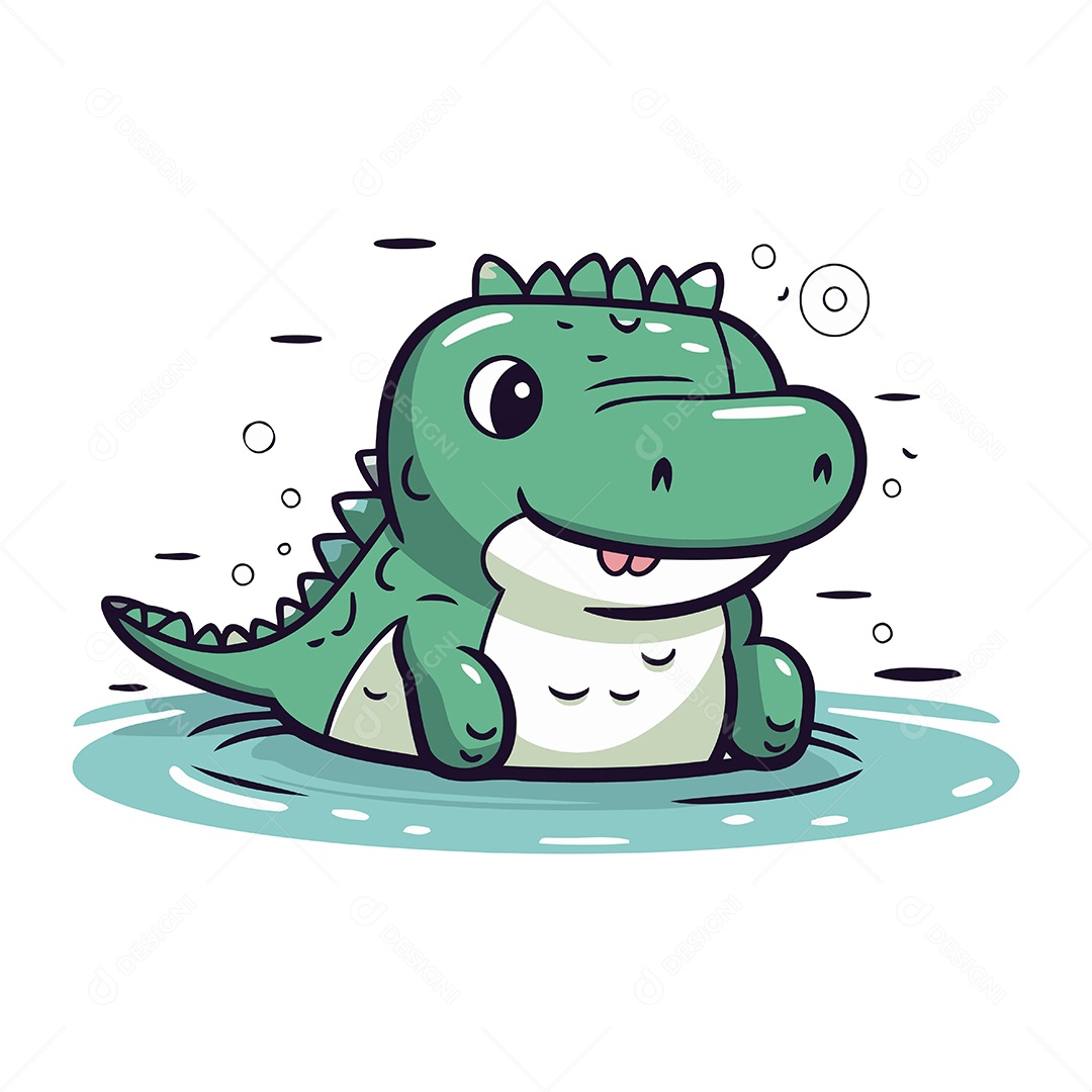 Crocodilo Desenho Animado Ilustração Vetor EPS