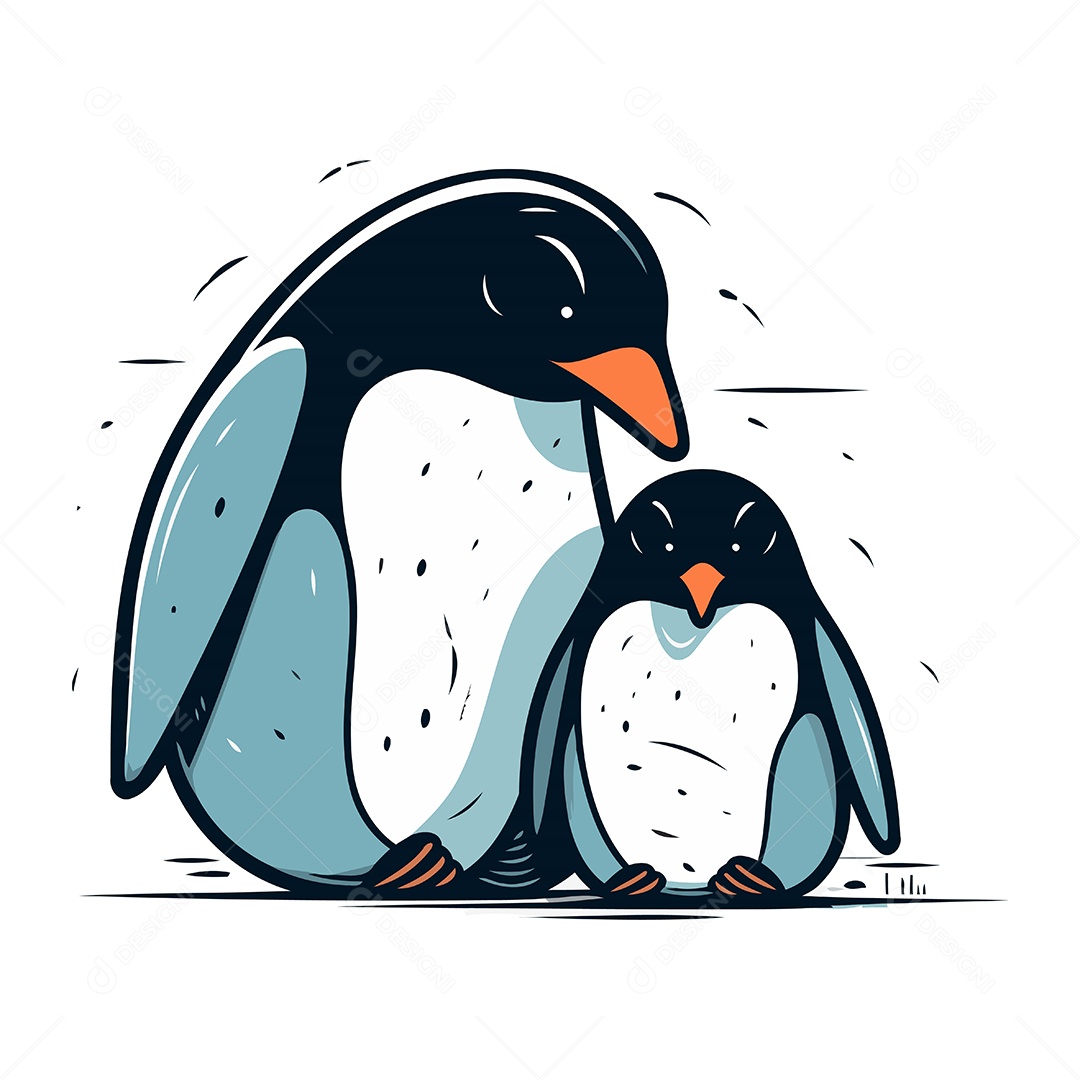 Pinguins Desenho Animado Ilustração Vetor EPS