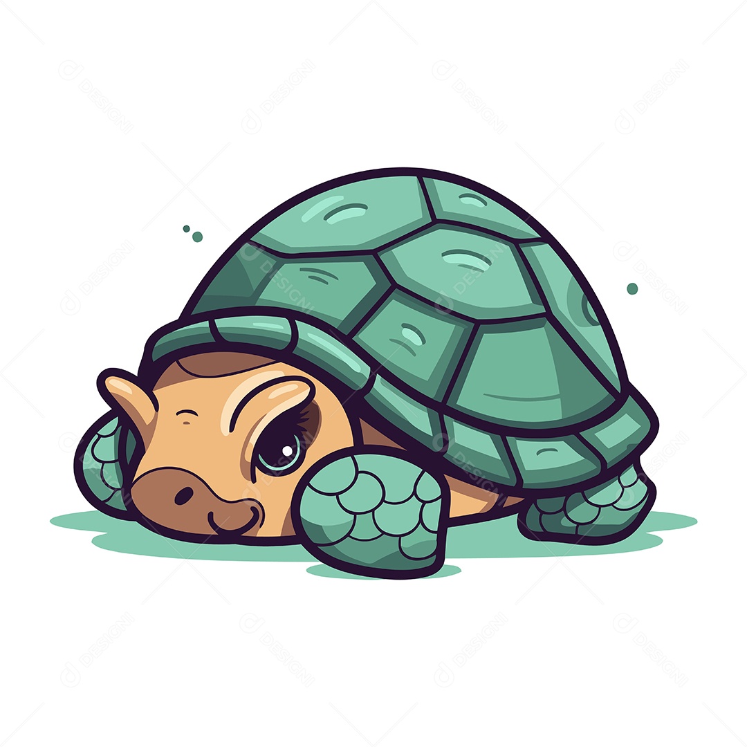 Tartaruga Desenho Animado Ilustração Vetor EPS