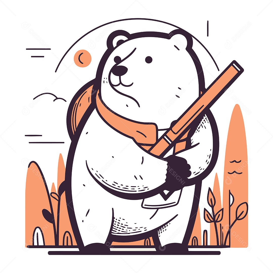 Urso Polar Desenho Animado Ilustração Vetor EPS