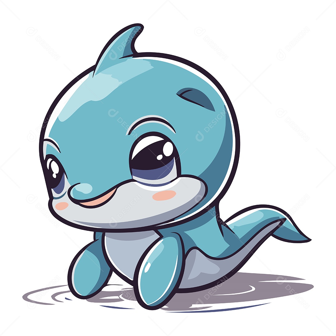 Tubarão Bebê Desenho Animado Ilustração Vetor EPS