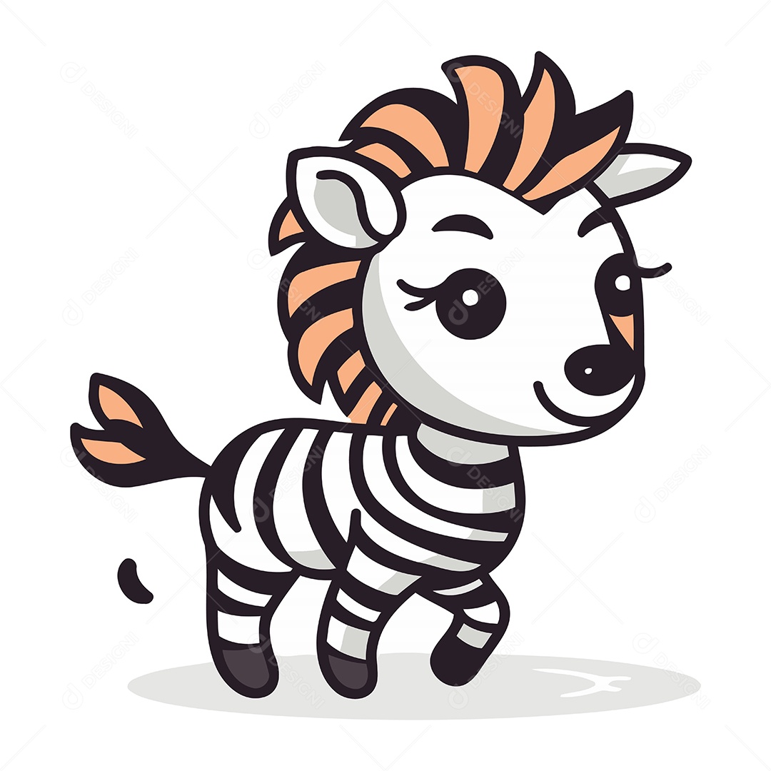 Zebra Desenho Animado Ilustração Vetor EPS