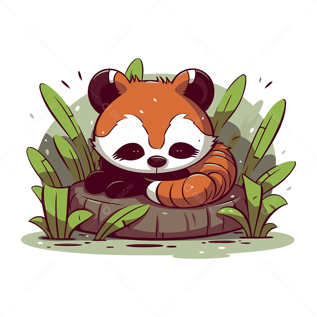 Panda Vermelho Desenho Animado Ilustração Vetor EPS
