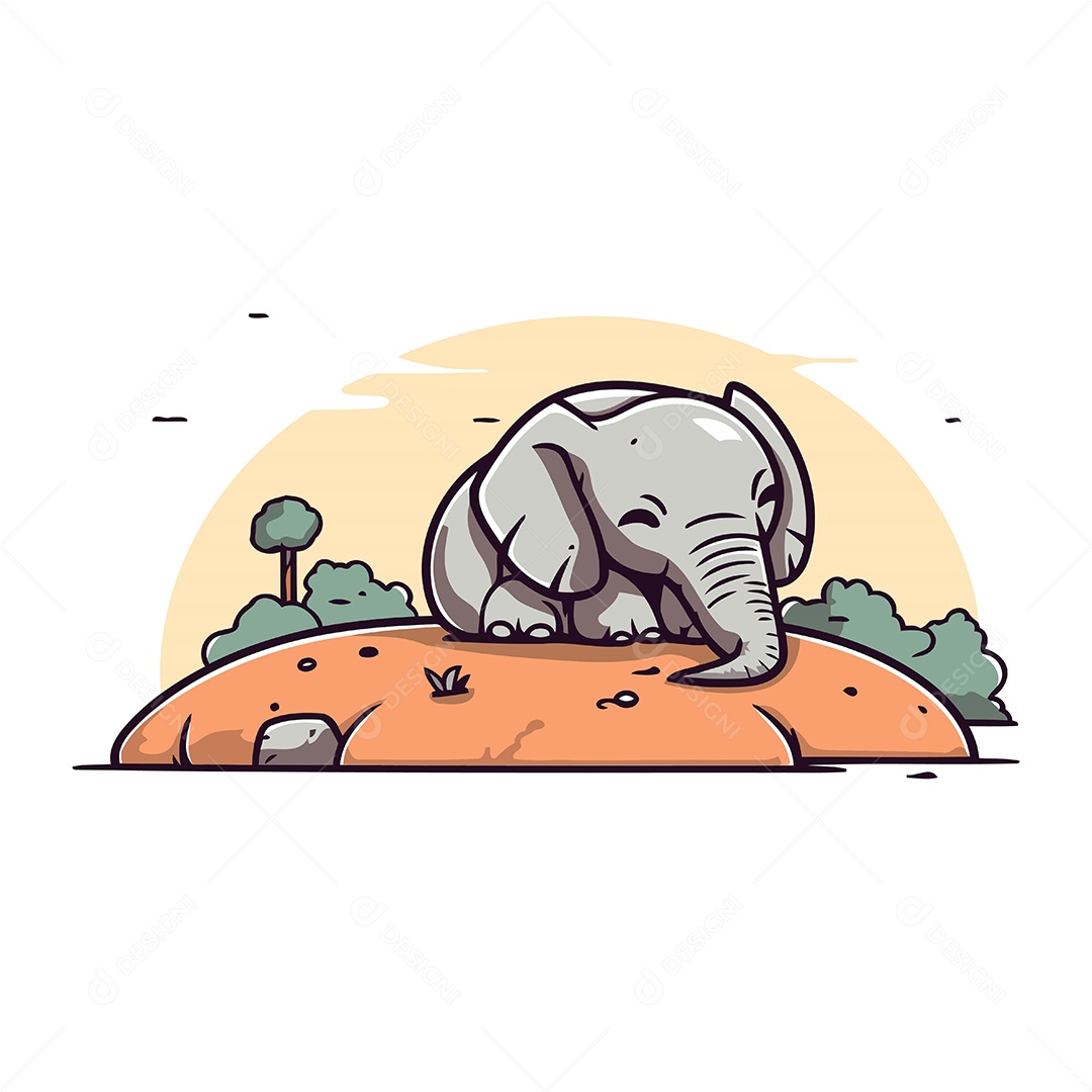 Elefante Desenho Animado Ilustração Vetor EPS