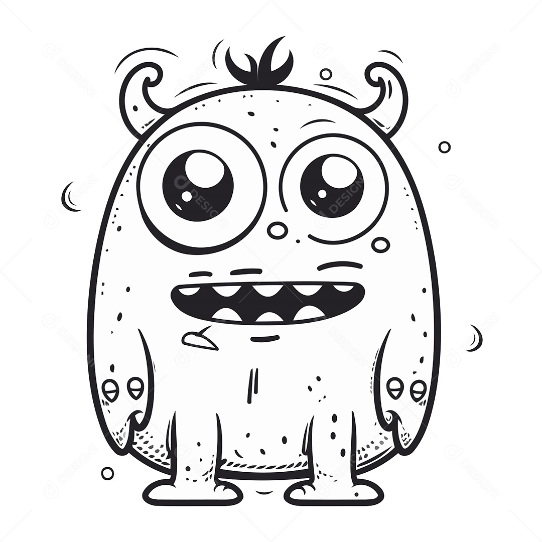 Monstro Desenho Animado Ilustração Vetor EPS