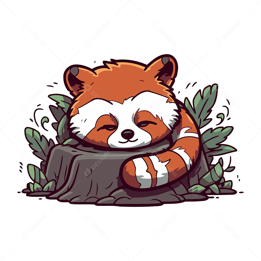 Panda Vermelho Desenho Animado Ilustração Vetor EPS