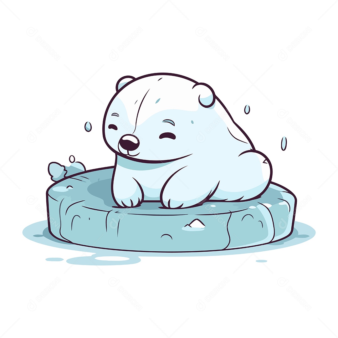 Urso Polar Desenho Animado Ilustração Vetor EPS
