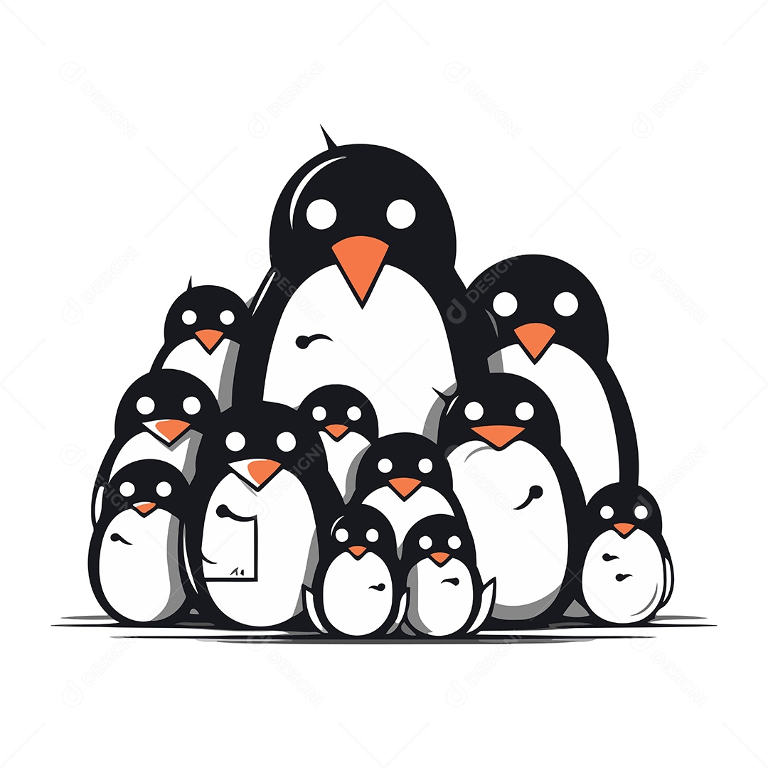 Pinguins Desenho Animado Ilustração Vetor EPS