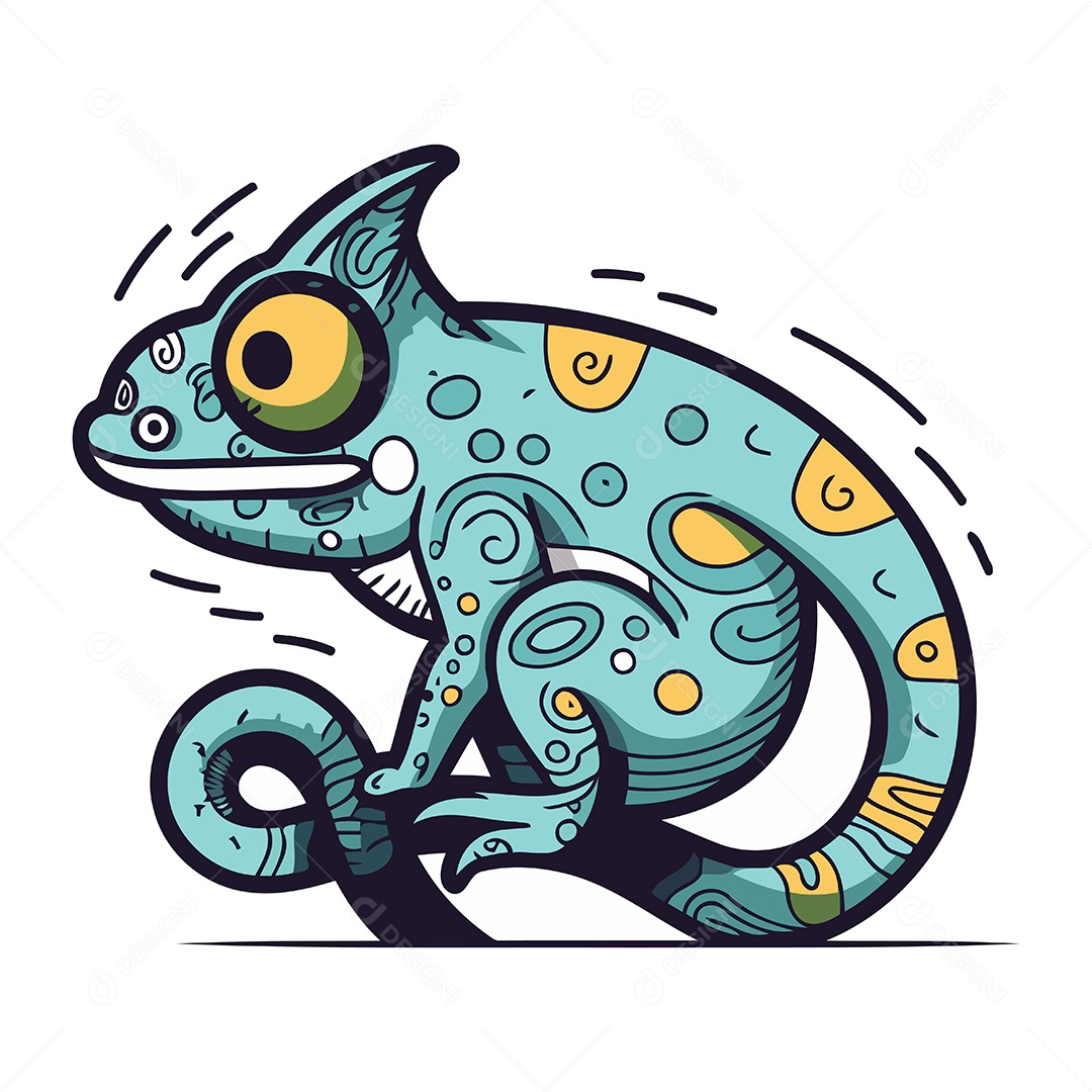 Camaleão Desenho Animado Ilustração Vetor EPS