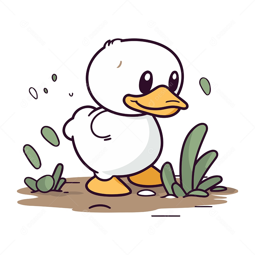 Pato Desenho Animado Ilustração Vetor EPS