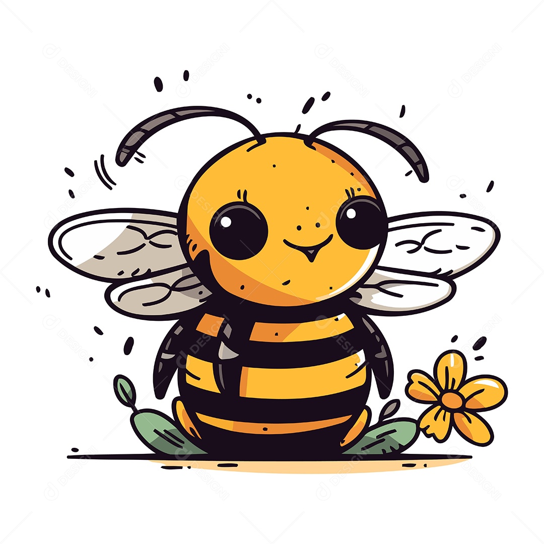 Abelha Desenho Animado Ilustração Vetor EPS