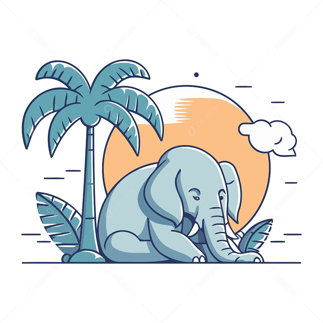 Elefante Desenho Animado Ilustração Vetor EPS