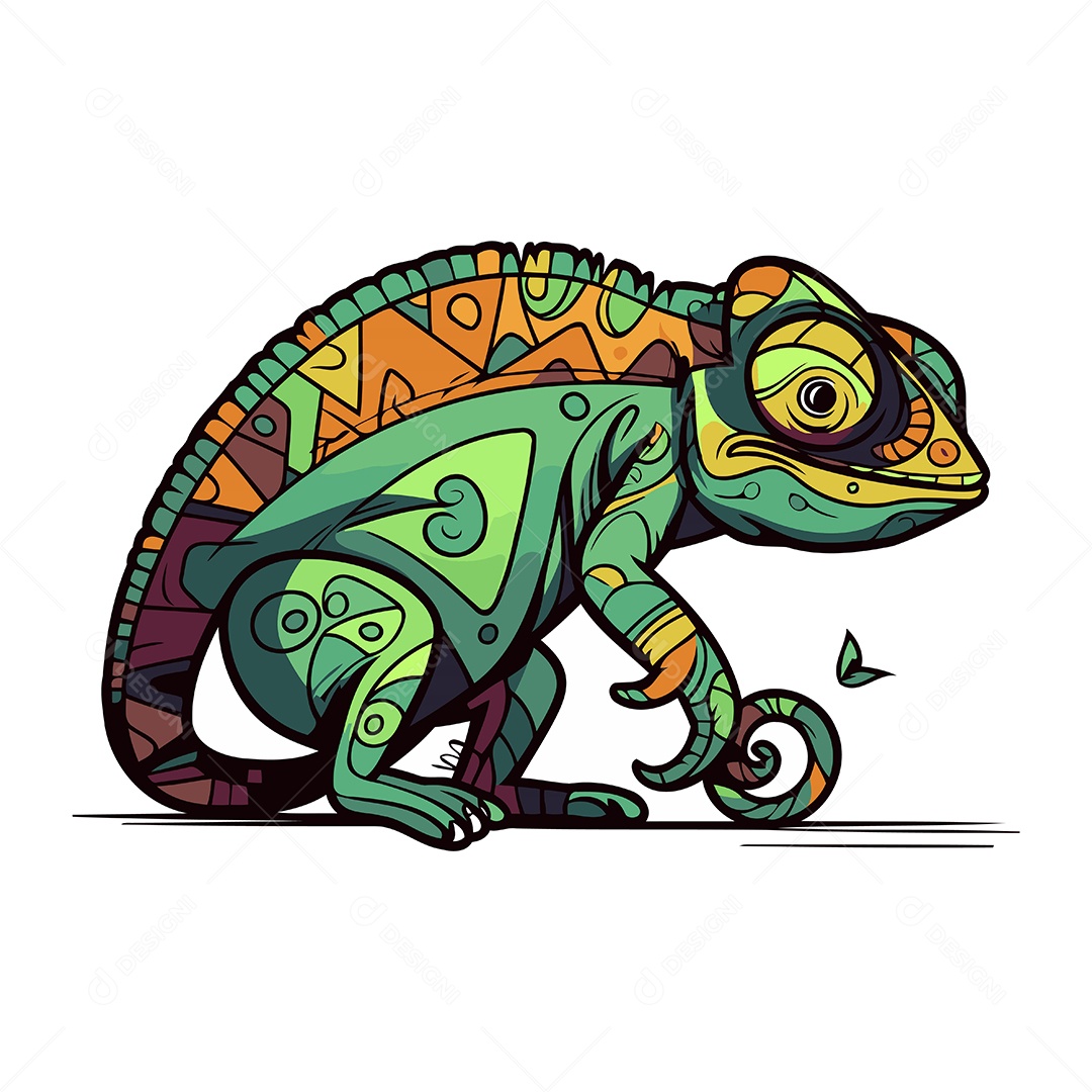 Camaleão Desenho Animado Ilustração Vetor EPS