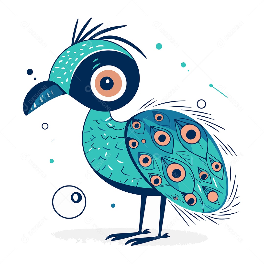 Pavão Desenho Animado Ilustração Vetor EPS