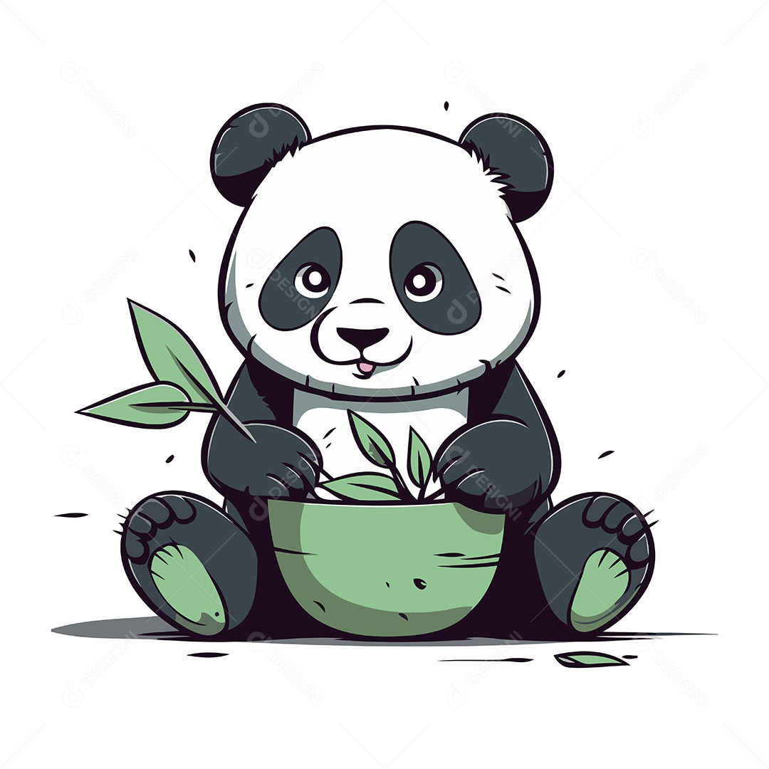 Urso Panda Desenho Animado Ilustração Vetor EPS