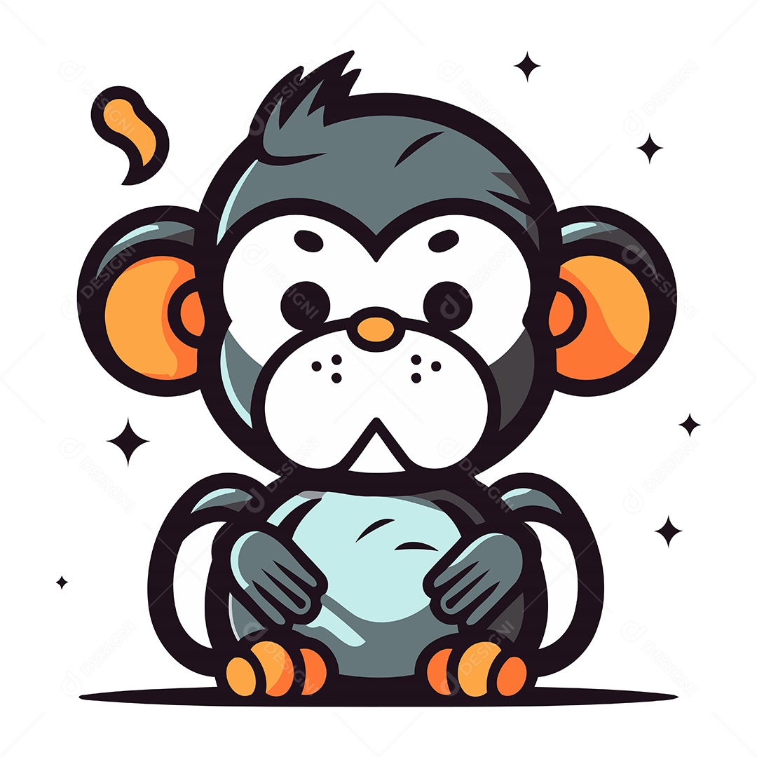 Macaco Desenho Animado Ilustração Vetor EPS