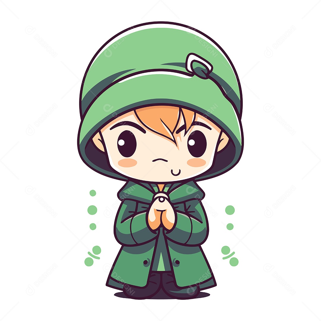 Garoto com Capa de Chuva Desenho Animado Ilustração Vetor EPS