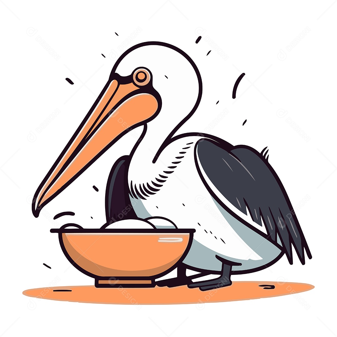Pelicano Desenho Animado Ilustração Vetor EPS