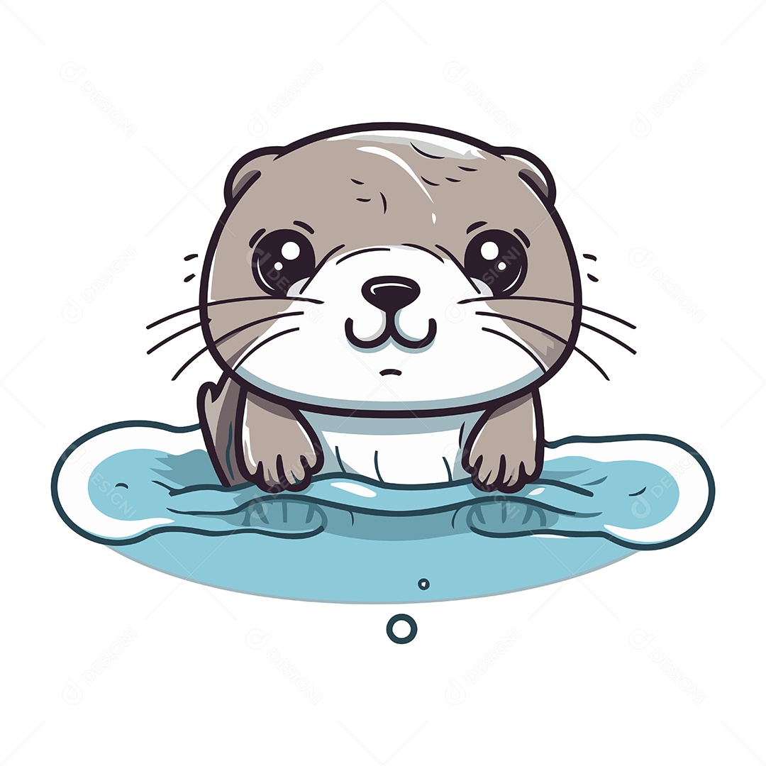 Lontra Desenho Animado Ilustração Vetor EPS