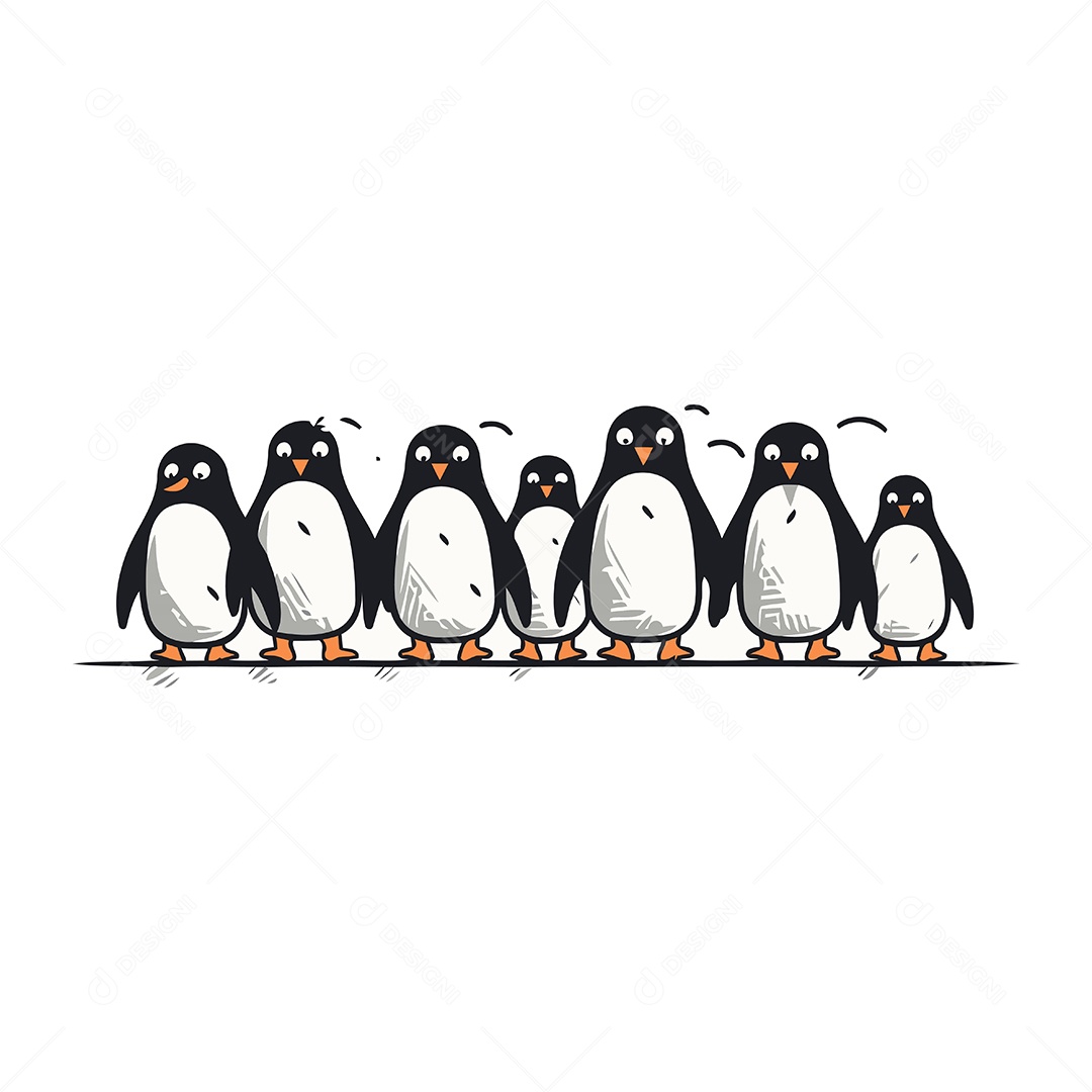 Pinguins Desenho Animado Ilustração Vetor EPS