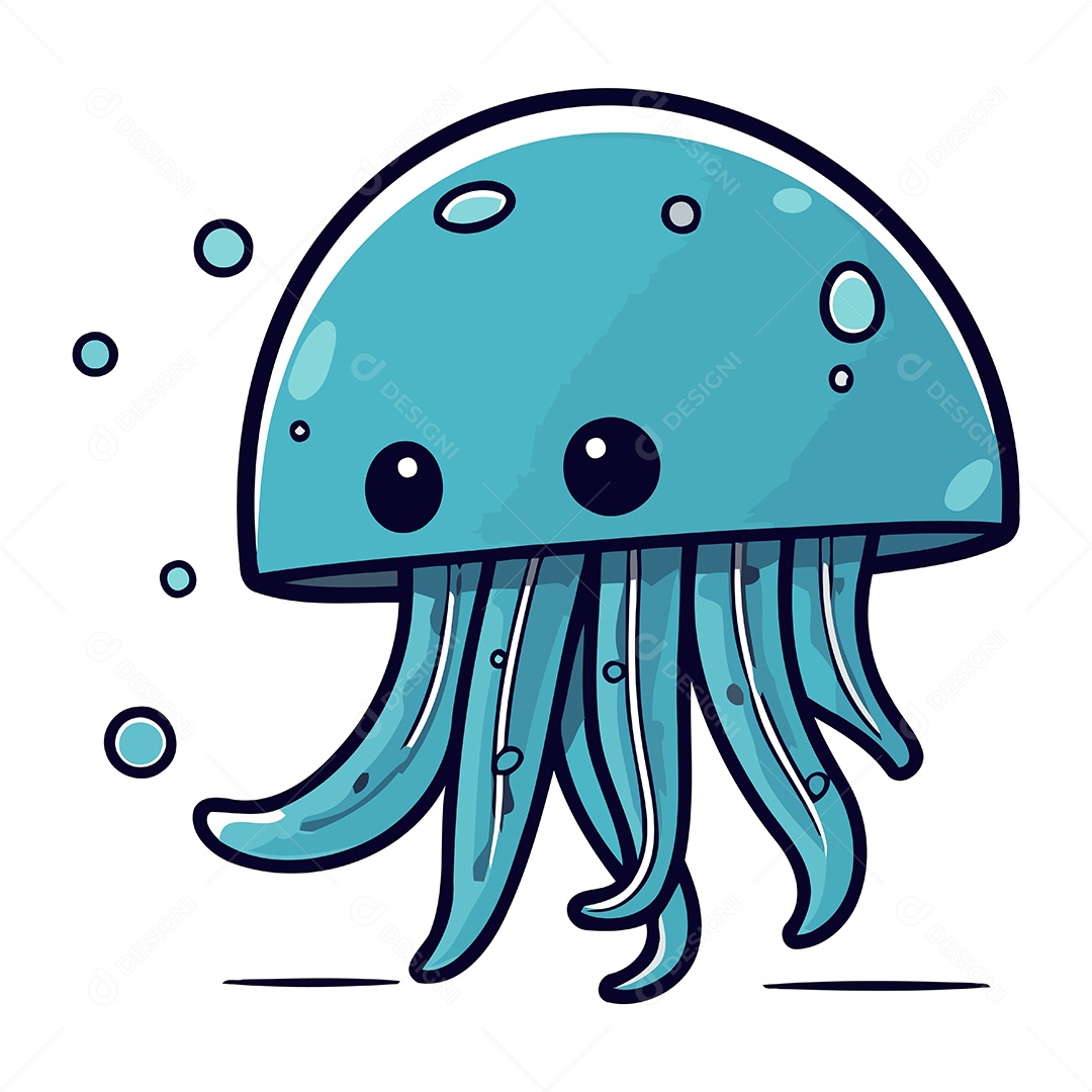 Água Viva Desenho Animado Ilustração Vetor EPS