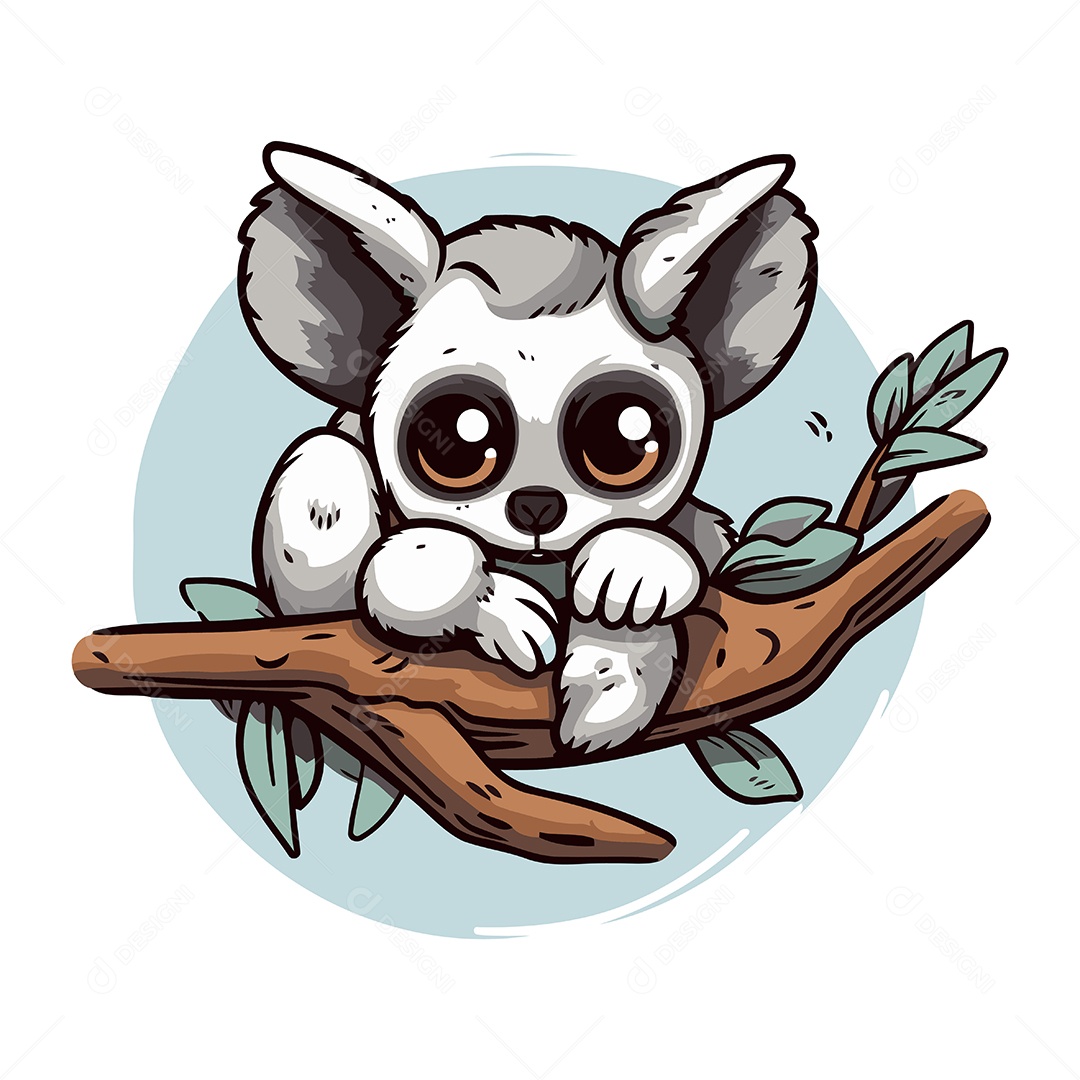 Lêmure Desenho Animado Ilustração Vetor EPS